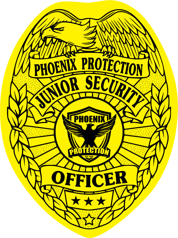 Junior Security Officer Police Yellow Gloss Badge Stickers with Eagle (Item #101)