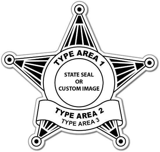 Text Template 5pt. Sheriff Deputy Star Stickers