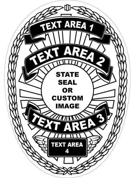 Design template for a police badge with labeled text areas