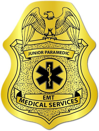 Gold EMT Medical Services Badge Sticker JR. Paramedic