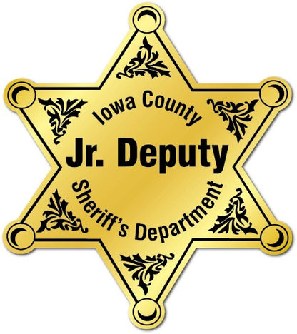 Gold Foil Junior Deputy Sheriff's Office 6pt. Star Sticker
