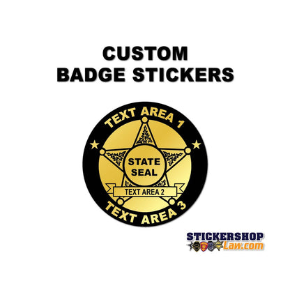 Kids Badge Stickers - 500+ Custom Law Stickers - Police/Sheriff - Free Proofs - Gold/Silver/White - Free Shipping | StickerShopLaw.com