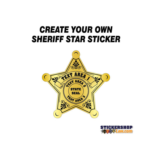 Sheriff Star Stickers - 500+ Custom Junior Deputy Stickers - 5pt Star - Gold/Silver Foil & White Gloss - Free Proofs | StickerShopLaw.com