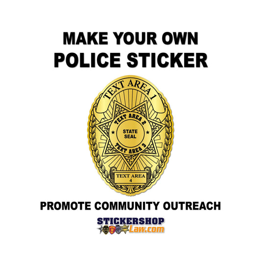 500+ Custom Police Stickers - Cop Stickers - Free Proofs Before Printing - FREE SHIPPING - Gold Foil, Silver Foil and White Gloss Stickers!