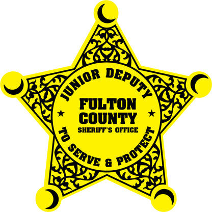 Yellow Sheriff Star Custom Sticker Badge Jr. Deputy