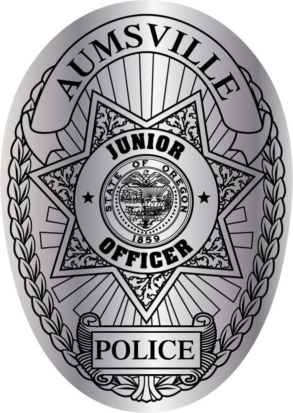 Silver Foil Police Badge stickers with black ink