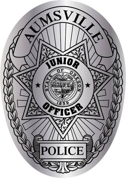 Silver Foil Police Badge stickers with black ink