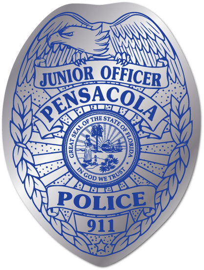 Junior Officer / Junior Police Silver Foil Badge Stickers (Item #101)