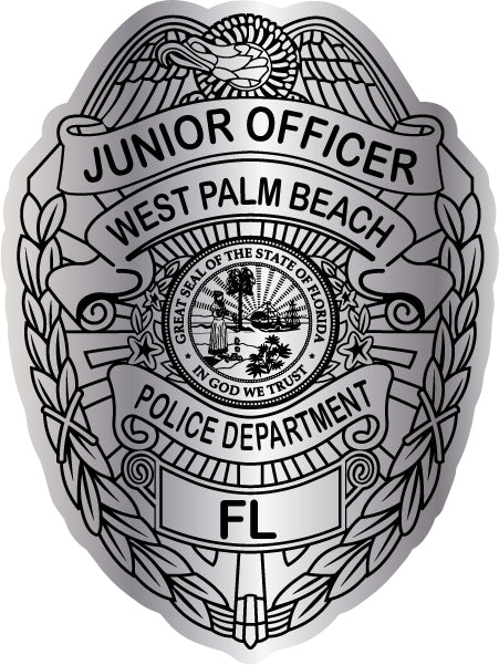 Junior Officer & Junior Police Metallic Silver Foil Kid Badge Stickers (Item #109)