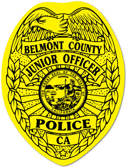 Junior Officer / Junior Police Yellow Gloss Badge Stickers (Item #101)