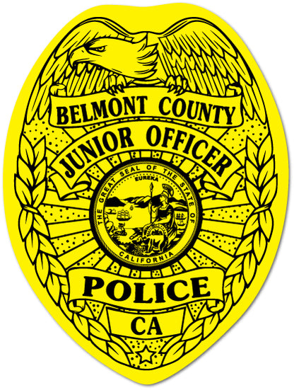 Junior Officer / Junior Police Yellow Gloss Badge Stickers (Item #101)