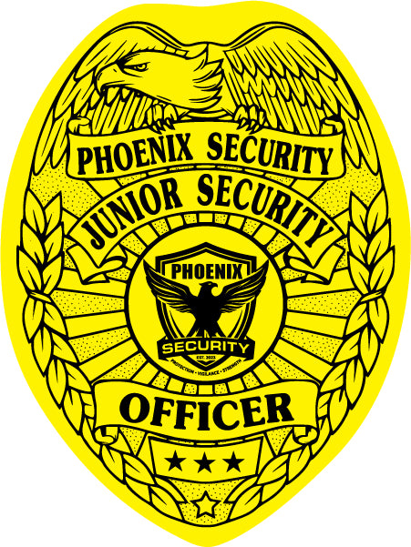 Junior Security Officer Police Yellow Gloss Badge Stickers (Item #101)