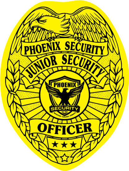 Junior Security Officer Police Yellow Gloss Badge Stickers (Item #101)