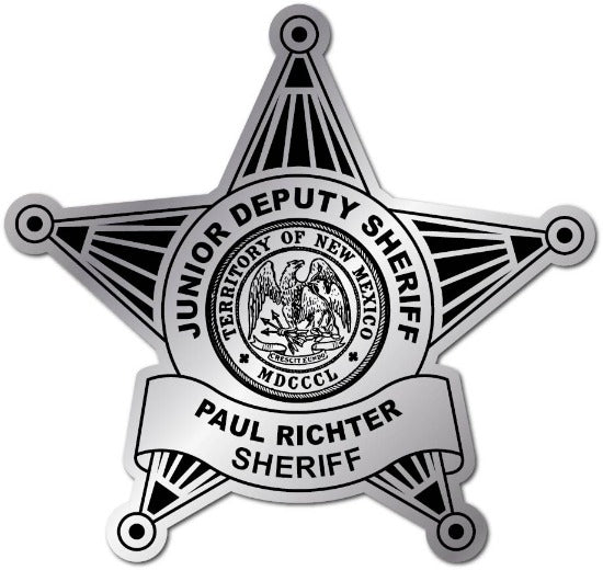 Silver Foil 5pt. Sheriff Star Sticker Jr. Deputy