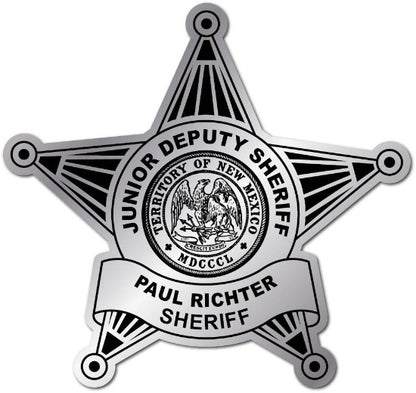 Silver Foil 5pt. Sheriff Star Sticker Jr. Deputy