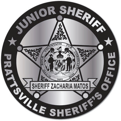 Silver Foil Sheriff Circle Custom Sticker Junior Deputy 