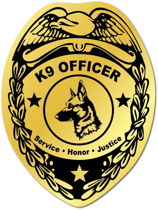 Gold Custom K9 Officer Badge Sticker