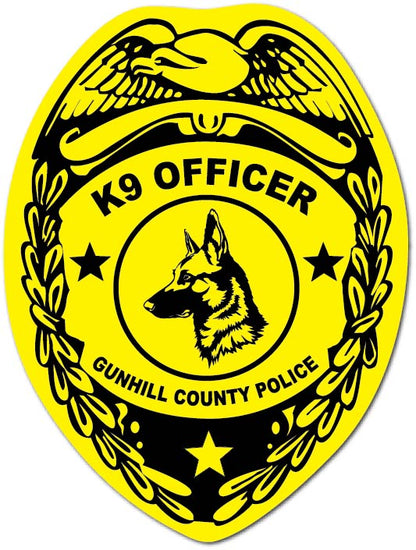 Custom K9 Officer County Police Badge Sticker