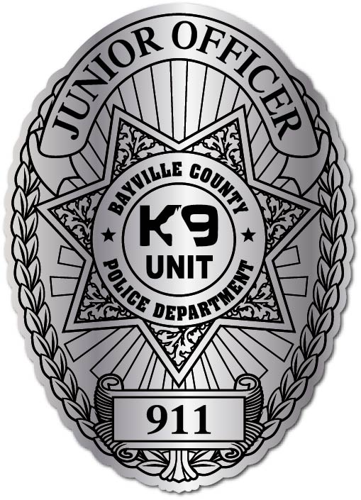Silver K9 Unit Deputy Police Badge Sticker Custom Text