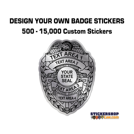 Police Department Stickers - 500-15,000 Custom Law Badge Stickers - Free Proofs Before Printing - Security/Safety Stickers | StickerShopLaw