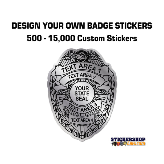 Police Department Stickers - 500-15,000 Custom Law Badge Labels - #109 - Security/Safety Stickers | StickerShopLaw