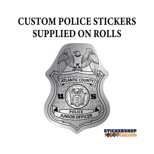 Police Support Stickers - Create Your Own Promotional Police Labels - 500-15,000 Quantities - Free Proofs - Silver/Gold/White StickerShopLaw