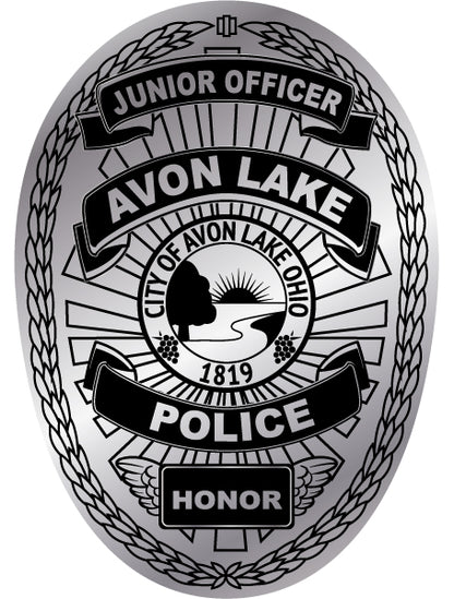 Foil Junior Officer badge with Police Department with text and emblem.