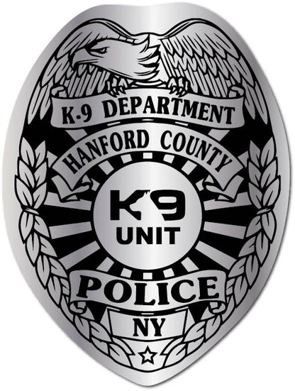 Silver K9 Department Police Dept. Badge Sticker