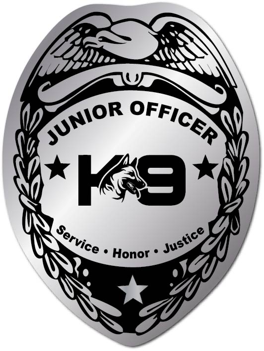 Silver K9 Unit Police Junior Officer Badge Sticker