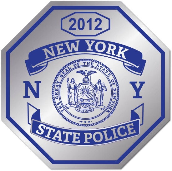 State Police Badge Sticker Label NY Silver Custom Police Department Junior Officer 