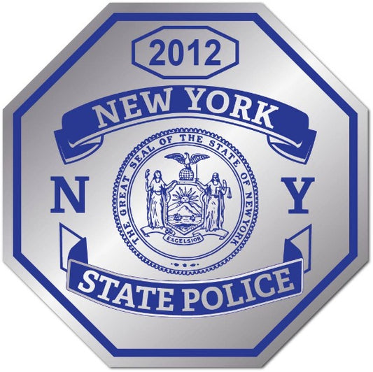 State Police Badge Sticker Label NY Silver Custom Police Department Junior Officer 
