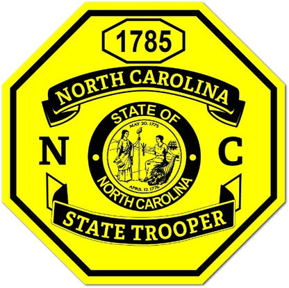 Octagon Badge Shape Yellow State Trooper Badge Sticker Label Design Custom