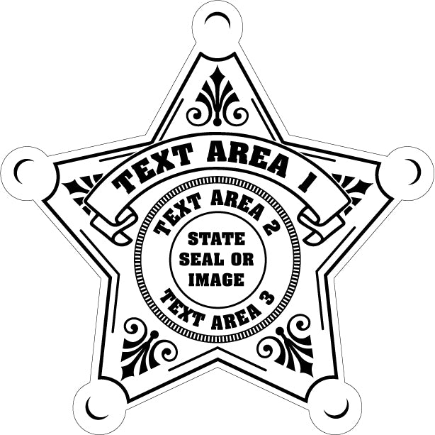 Text Template Sheriff Star Custom Badges Junior Deputy (Item #202)