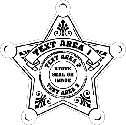 Text Template Sheriff Star Custom Badges Junior Deputy (Item #202)