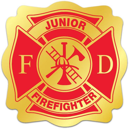Fire Department Stickers - 500+ Junior Firefighter Stickers - Maltese Cross Badges- Free Proof Before Printing - White/Silver/Gold Labels