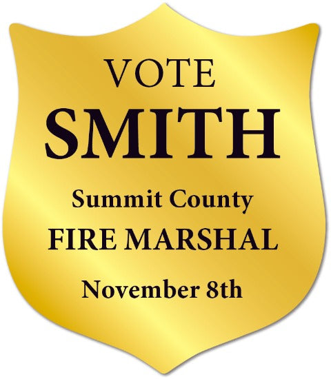 Vote Election Stickers Fire Marshal County Gold Shield Badge 