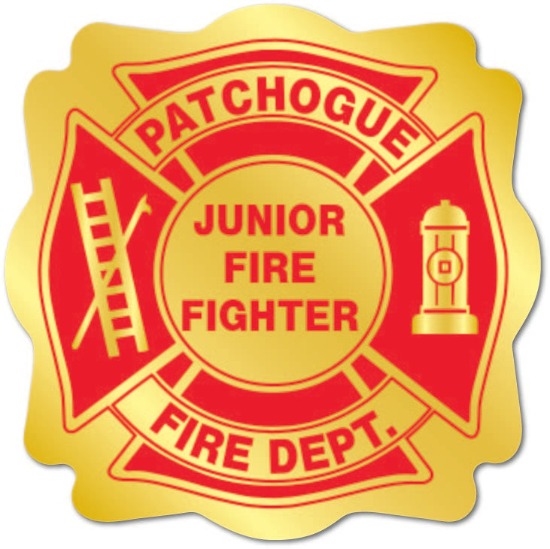 JUNIOR FIREFIGHTER FIRE DEPARTMENT BADGE STICKER HOOK AND LADDER HOSE