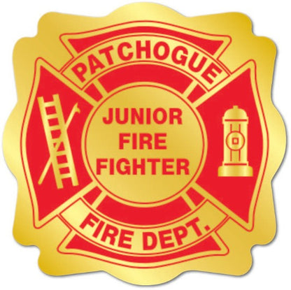 JUNIOR FIREFIGHTER FIRE DEPARTMENT BADGE STICKER HOOK AND LADDER HOSE