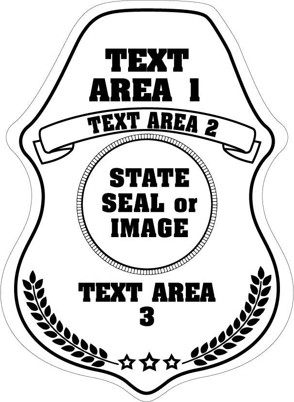 Template of a badge stickers emblem with labeled text areas.