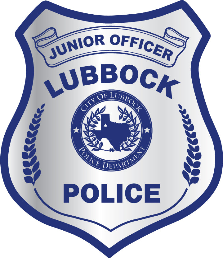 Police Junior Officer badge with blue Ink on Silver Foil