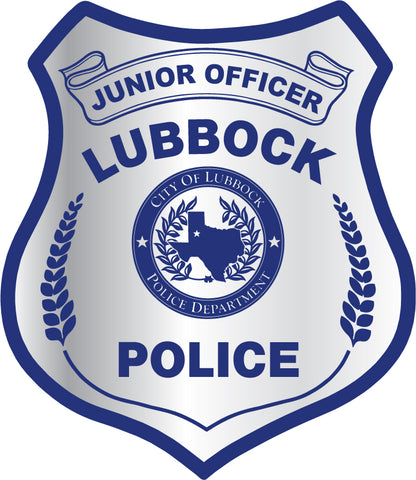 Police Junior Officer badge with blue Ink on Silver Foil