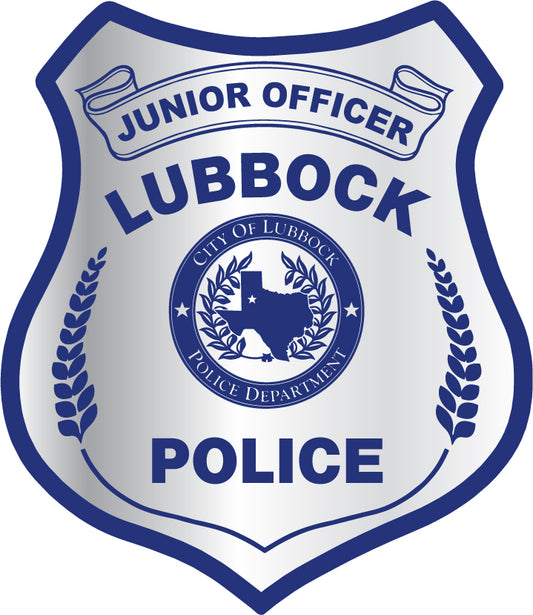 Police Junior Officer badge with blue Ink on Silver Foil