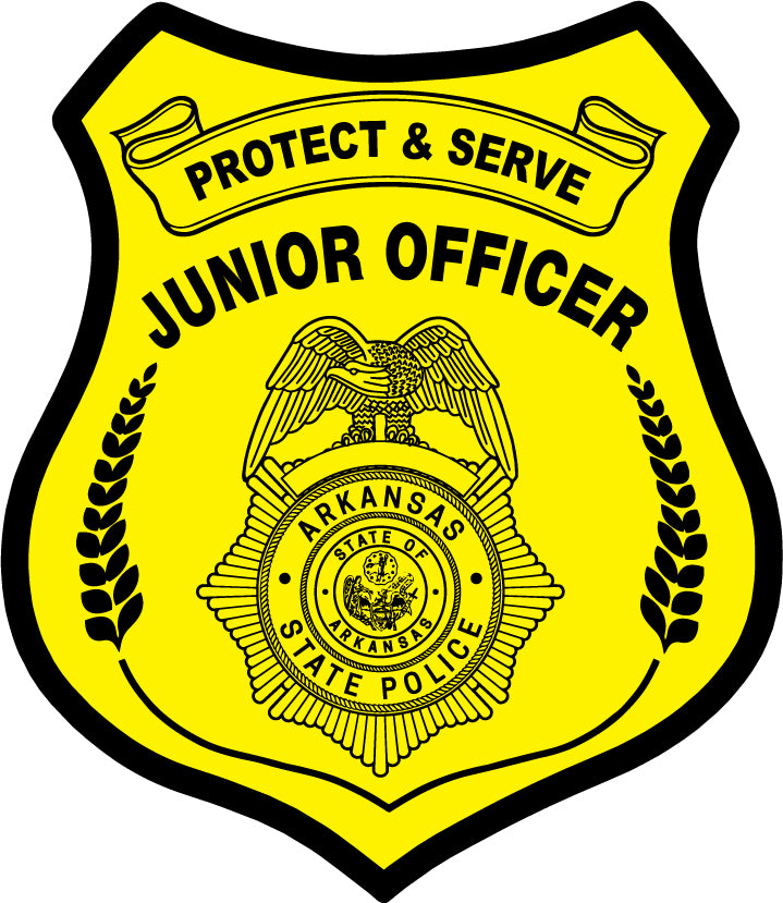 Police badge sticker with 'Protect & Serve' and 'Junior Officer' 