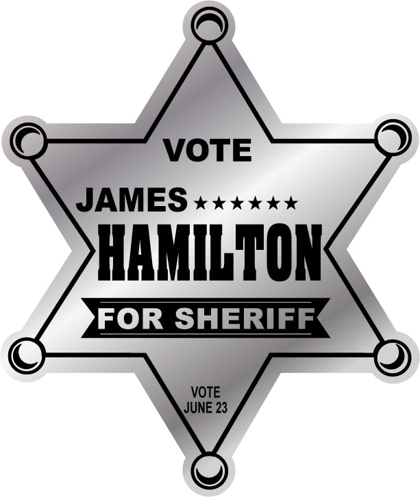 Silver Foil Re-Elect Election Stickers County Sheriff  Election Vote Badge