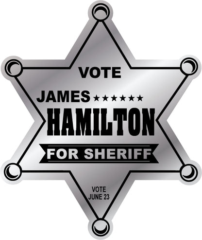 Silver Foil Re-Elect Election Stickers County Sheriff  Election Vote Badge