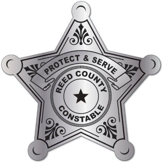 Silver 5pt. Sheriff Star Constable Sticker Badge 
