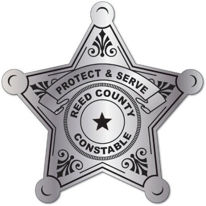 Silver 5pt. Sheriff Star Constable Sticker Badge 